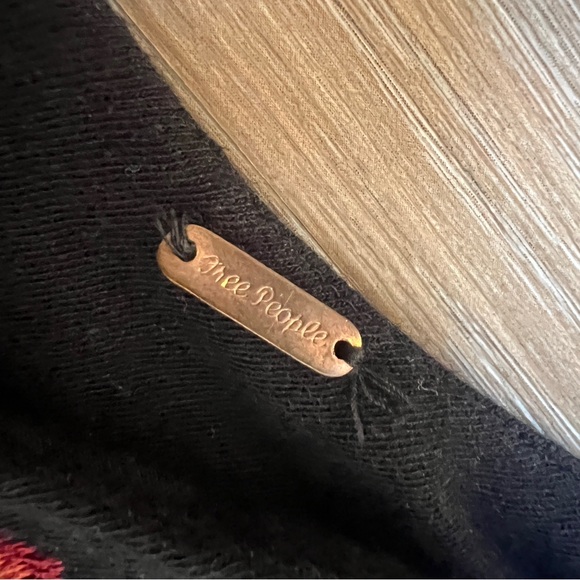 Free People Lita Embroidered Cutout Boho Blouse Black Large top long sleeve - Picture 7 of 9